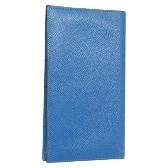 HERMES Long Wallet Leather Blue Auth bs24611 - Picture 1 of 16